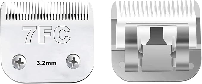 Clipper Blade Dog Grooming Compatible with Andis Clippers Carbon Infused Steel Detachable Ceramic Sharp Edge Also Compatible with Wahl/Oster Dog Clippers (2Pack 7FC:(1/8")(3.2mm))