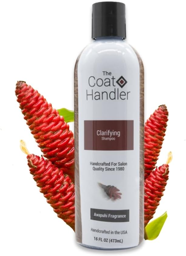 Clarifying Dog Shampoo, 16 oz - Natural Ingredients, Brightening, Removes Stains and Dirt, Brightens All Coat Colors, Professional Grade Grooming Shampoo, Bulk Concentrated