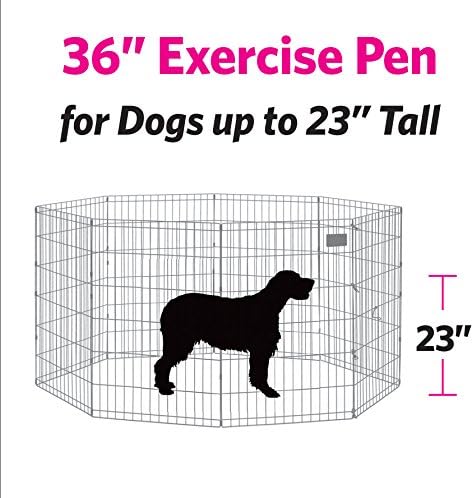 New World Dog Exercise Pen & Playpen, 24" W x 36" H, No Door, Black