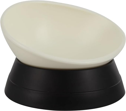 Bulldog Bowl Anti-Slip Dog Cat Dish Detachable Rubber Dog Bowl Pet Sterile Tilted Pet Feeder Slope Base (Black, 3.5 Cup (Medium/Large Dog))