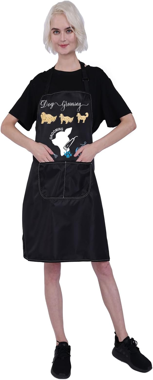 CMNIM Dog Groomer Apron with Pockets, Waterproof, Dog Groomers Apron
