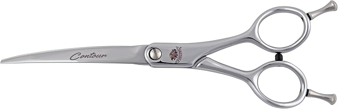 6.25” Contour Curved Shear Pet Dog Grooming Scissors, Patent Grip Design, Easy Adjust, Japanese 440C Tempered Steel, Lightweight, Professional Dog Scissors For Dog Grooming
