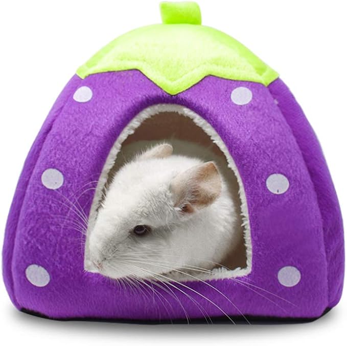 Spring Fever Hamster Guinea Pig Rabbit Dog Cat Chinchilla Hedgehog Bird Small Animal Pet Bed House Hideout Cage Accessorie D Purple L (16.9 * 16.9 inch)