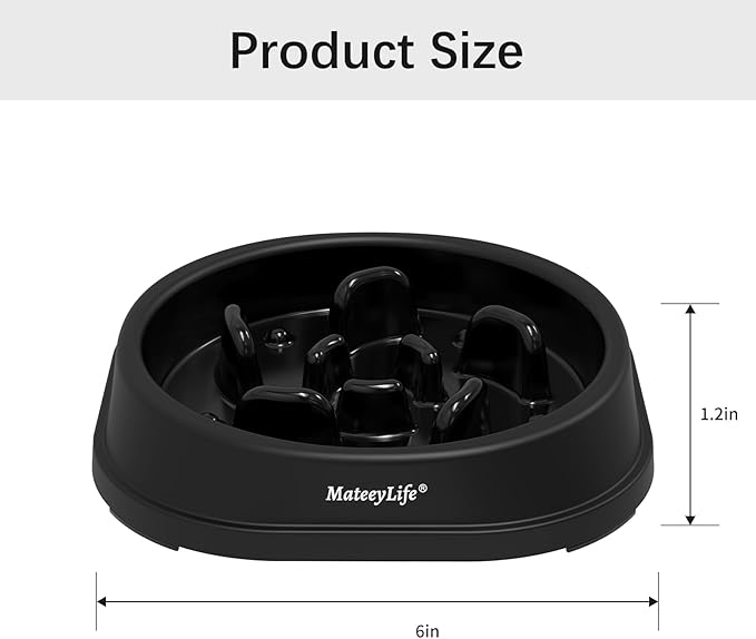 MateeyLife Small Slow Feeder Cat Bowls, Anti-Choking Puzzle Cat Food Bowls, Non Slip Interactive Dog Feeding Slow Down Eating, Bloat Stop Maze Dishes Dog Feeder for Small Breeds 1 Cup Black