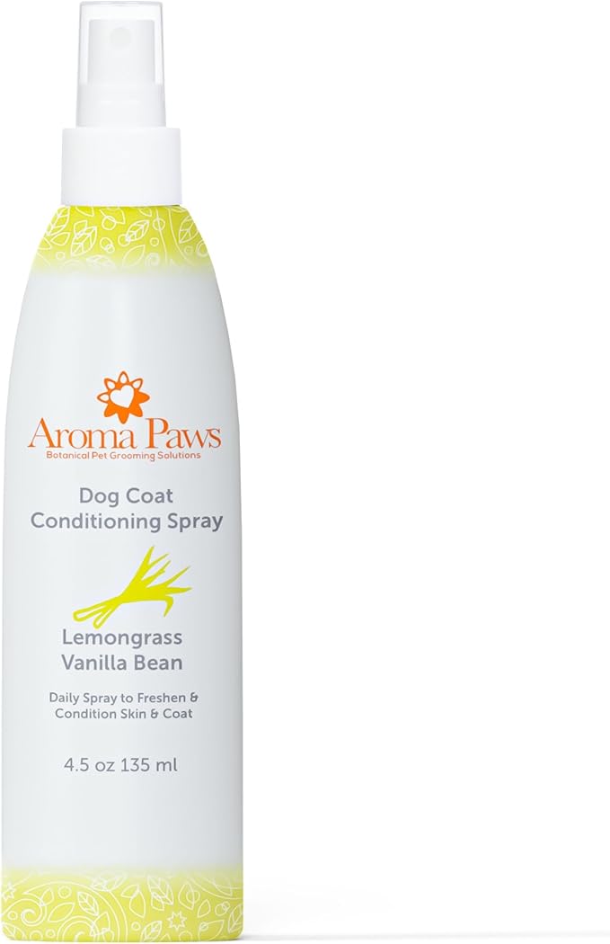 Dog Coat Conditioning Spray - Pet-Friendly Detangler Spray with Natural Essential Oils for Dogs - Daily Dog Spray to Eliminate Odors and Knots - Lemongrass Vanilla Bean - 4.5 oz.