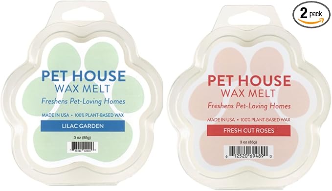 One Fur All Pet House Spring and Summer Wax Melts for Pet Odor, Natural, Plant Based Soy Wax Melts, Long Lasting Fragrance for Fresh Smelling Homes, Fresh Cut Roses and Lilac Garden