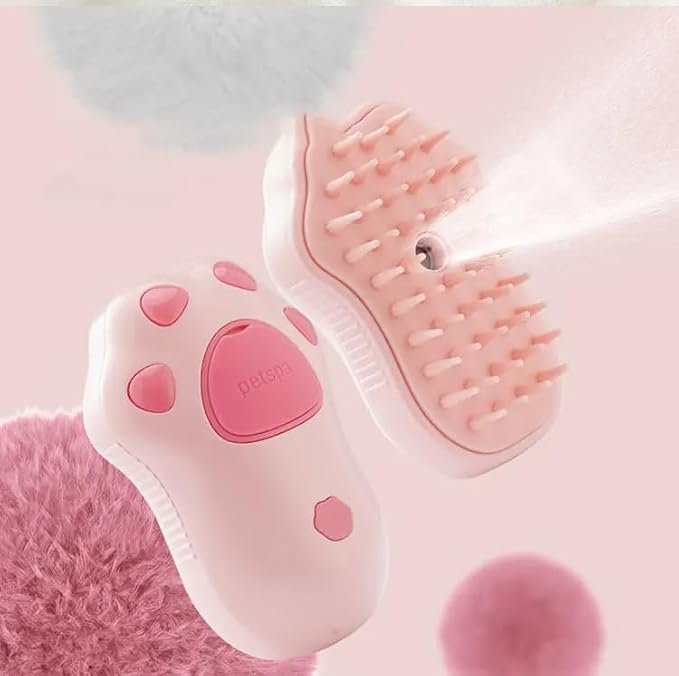 Pet Hair Brush with Mist Function, Pink - Ultimate Grooming Tool for Cats & Small and Medium-sized Dogs, Suitable for All Hair Types, Works with Dry Shampoo and Dander Removal