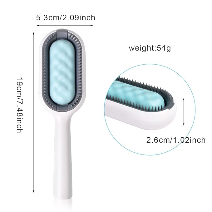 Cat Hair Brush 4 in 1, Pet Hair Removal Comb Universal Pet Knots Remover Multifunctional Dog Cleaning Brushes with Finger Cover for Short-Hair Pets Grooming Matted Fur (Blue)