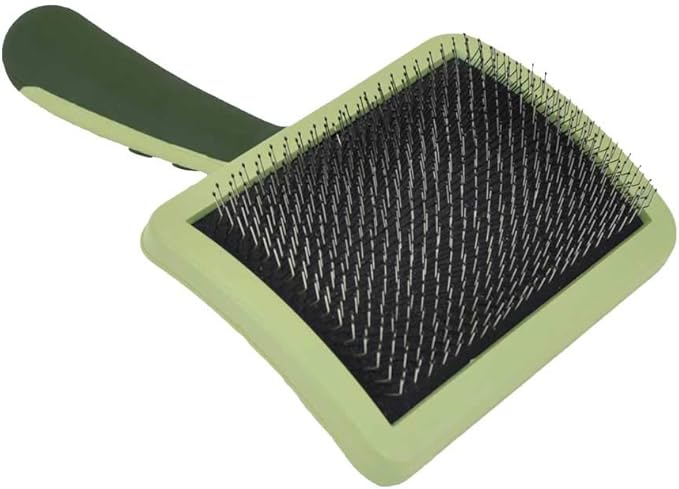 Coastal Dog Slicker Brush, Green - Grooming Brush for Dogs of All Hair Types, Pet Brush for Shedding - Curved Design for Easy Detangling - Non-Slip Handle, 6.75'' x 4.25''