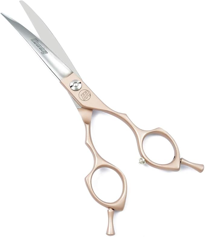 Moontay 6.5" Professional Pet Grooming Scissors Set, 3-pieces Dog Cat Grooming Straight & Curved & Chunker Shears/Scissors with 1 Grooming Comb, 440C Japanese Stainless Steel Grooming Scissor, Gold