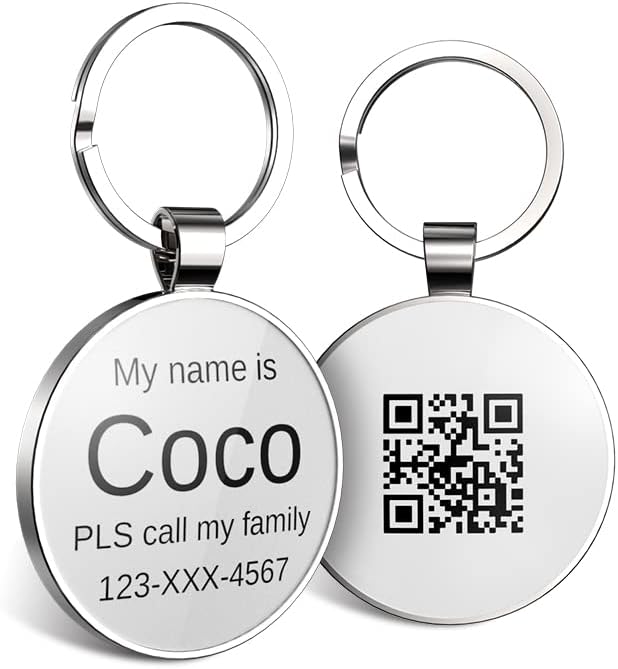 QR Code Dog Tag,Dog Tags Personalized for Pets, Custom Dog Name ID Tags Personalized Dog and Cat Tags -Free Online&Scan QR Receive Instant Location Alert Email