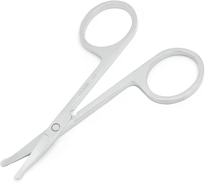 3.5 Inch Silent Pet Grooming Tiny Safety Scissors for Cats & Dogs - Quiet Alternative to Electric Clippers for Sensitive Pets (Silver-Curved)