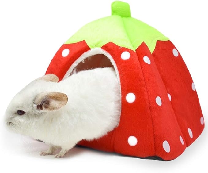 Spring Fever Hamster Guinea Pig Rabbit Dog Cat Chinchilla Hedgehog Bird Small Animal Pet Bed House Hideout Cage Accessorie B Red XS