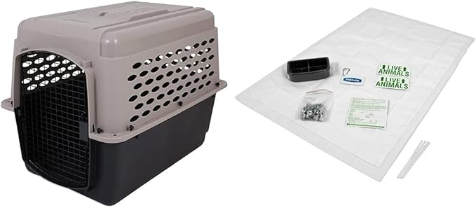 Petmate Vari Dog Kennel 36", Taupe & Black, Portable Dog Crate for Pets 50-70lbs & 290300 Kennel Travel Kit for Pets