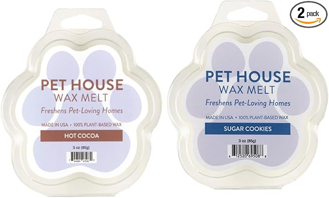 One Fur All Pet House Wax Melts Sugar Cookies, Long-Lasting, Scented Wax Melts, Natural Pet Odor Solution for A Fresh Smelling Home, Pet-Friendly Plant Based, Soy Wax Melt - 3 OZ Each, Pack of 2