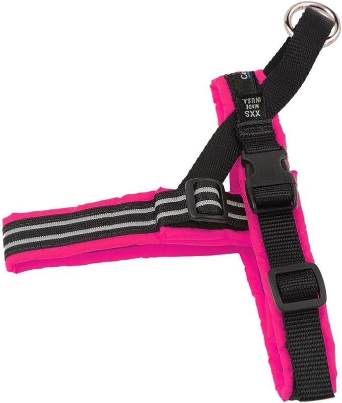 ComfortFlex Sport Harness - American Made No Pull XXSmall Dog Harness - Padded, Reflective No Rub Harness for Walking, Running and Control - XXSmall, Hot Pink