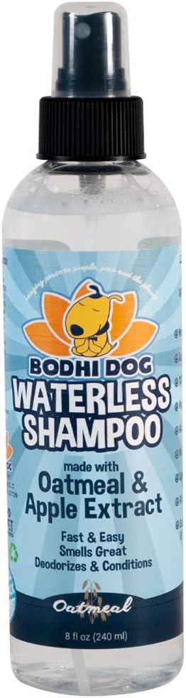 Bodhi Dog Hair Brush & Shampoo Bundle - Rubber Grooming Brush for Cats & Dogs - Gentle Scrubber for Long & Short Hair - Waterless Shampoo for Sensitive Skin & Bath Brush Set (Aqua)