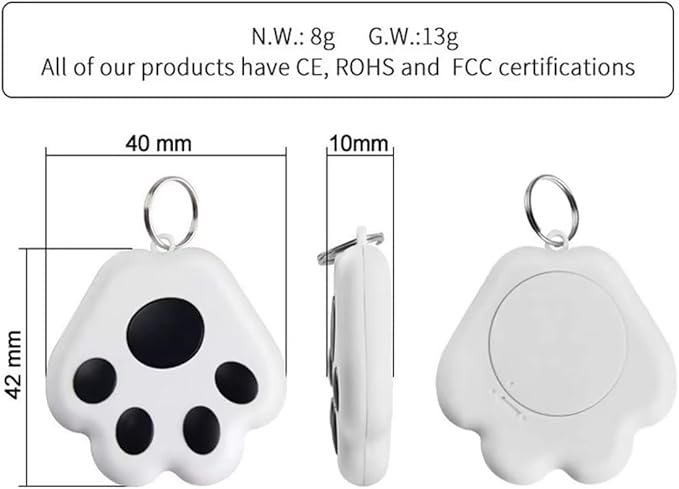 Dog Collar GPS Tracker, Paw Print Design, Multi-Color (Light Blue)