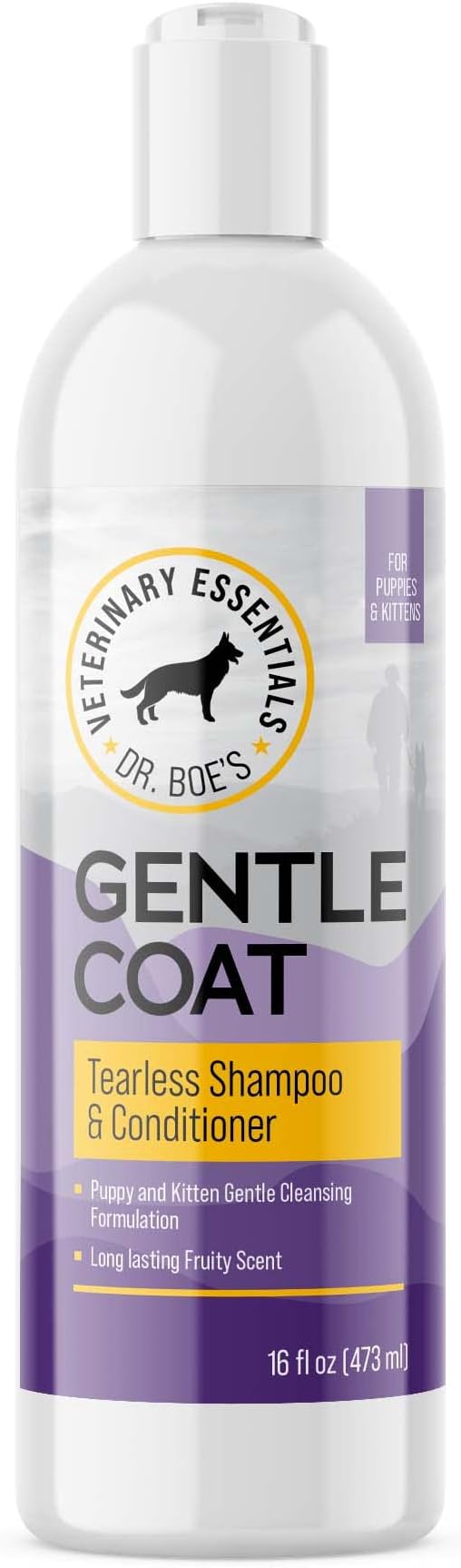 Dr. Boe's Veterinary Essentials GentleCoat Tearless Shampoo and Conditioner – Puppy and Kitten Soap-Free Formula – Grooming Supplies – All Natural, Aloe Vera & Gentle Proteins – 16 Fl Oz.