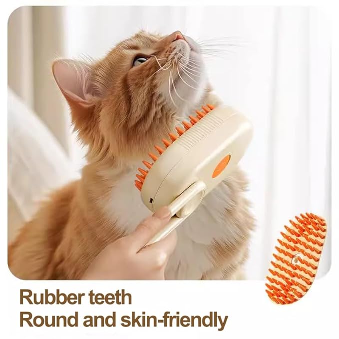 Cloud Care 3-in-1 Steam Brush for Cat/Dog Shedding - Rechargeable Anti-Static Grooming Tool with Adjustable Steam & Self-Cleaning - Detangles Long/Short Hair + Massage Function (White)