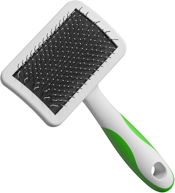 Andis 68565 Stainless-Steel Slicker Brush for Dogs and Cats - Durable and Lightweight Grooming Tool for All Breeds and Fur Lengths, Reduces Shedding and Promotes Hair Growth - Medium, Green