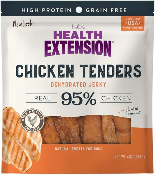 Health Extension Grain-Free Chicken Tenders Dog Treats, 4oz (113g) – Natural, Crispy Gourmet Training Treats for Adult Dogs and Puppies