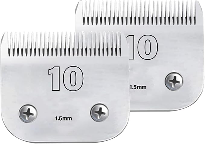 Clipper Blade Dog Grooming Compatible with Andis Clippers Carbon Infused Steel Detachable Ceramic Sharp Edge Also Compatible with Wahl/Oster Dog Clippers (2Pack #10:(1/16")(1.5mm))