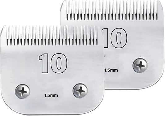 Clipper Blade Dog Grooming Compatible with Andis Clippers Carbon Infused Steel Detachable Ceramic Sharp Edge Also Compatible with Wahl/Oster Dog Clippers (2Pack #10:(1/16")(1.5mm))