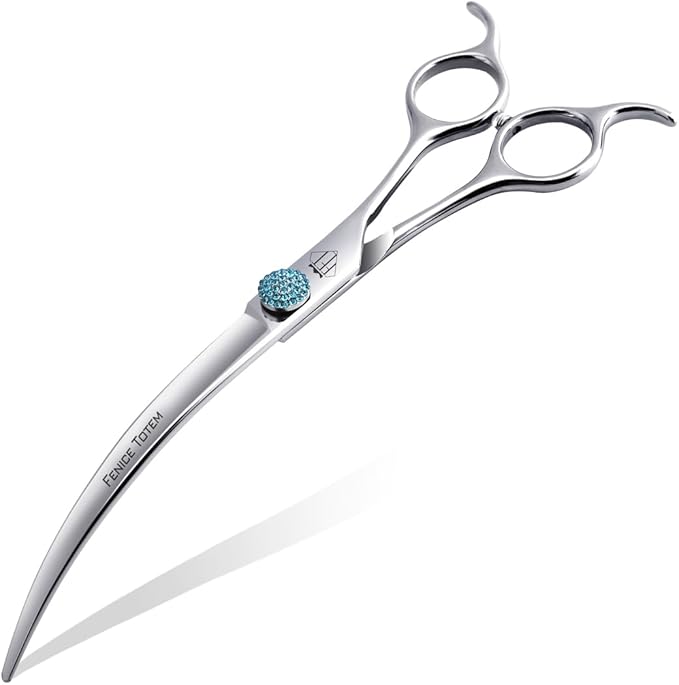 Fenice Professional Grooming Curved Shear: 45 Degree Super Curves Scissors for Dogs 7.5" Big Arc Curved Shears Made Of Japanese 440C Stainless Steel