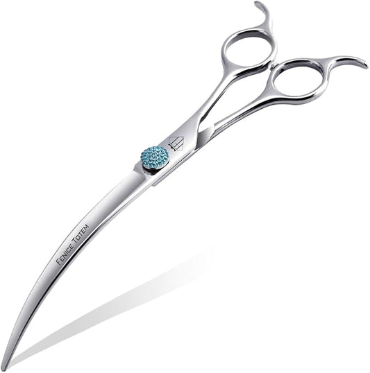 Fenice Professional Grooming Curved Shear: 45 Degree Super Curves Scissors for Dogs 7.5" Big Arc Curved Shears Made Of Japanese 440C Stainless Steel