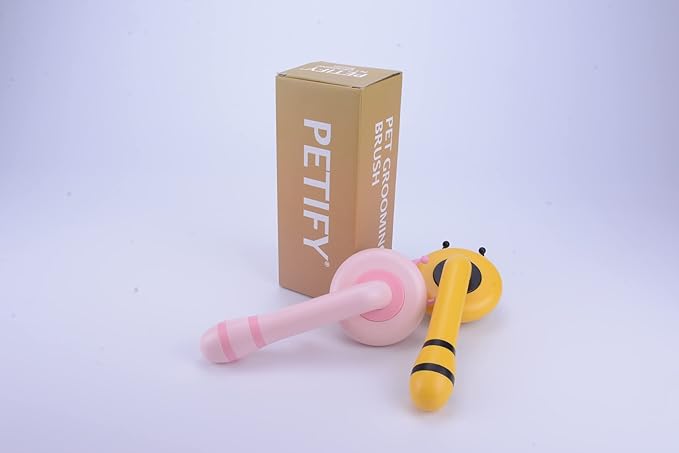 Cat Self Cleaning Slicker Brush, Grooming Brush, Short and Long Haired remover for Dogs and Cats, Slicker Removes Loose Undercoat & Tangled Hair (Bee-pink)