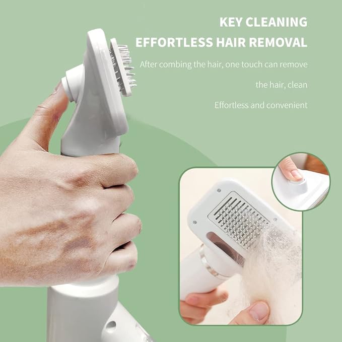 Pet Hair Dryer and Detachable Slicker Brush, 2-in-1, Black