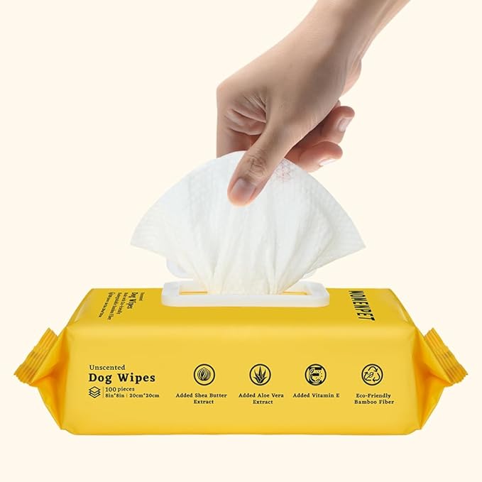 3-in-1 Pet Wipes for Dogs & Cats, Cleaning, Odor-Controlling & Hydrating, Grooming Wipes for Paws, Body and Butt, Unscented, 100 Count