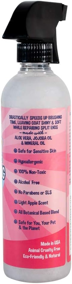 Bodhi Dog Detangling Spray - Fur & Hair Detangler Spray for Dogs & Cats - Easily Removes Mats, Tangles & Knots - Pet Grooming Essentials - Made in USA - Fresh Apple (17 Fl Oz)