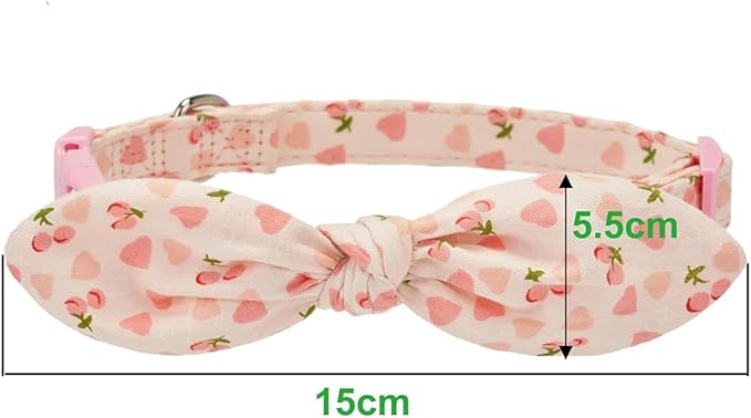 Cotton Dog Collar Soft Lightweight with Hand-Tied Knot Bow for Small Puppy Dogs.(XS, Peach)