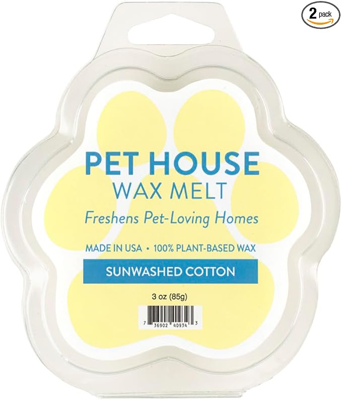 One Fur All 100% Natural Soy Wax Melts in 20+ Fragrances, Pack of 2 by Pet House - Long Lasting Pet Odor Eliminating Wax Melts, Non-Toxic Pet Wax Melts, Made in USA (Sunwashed Cotton)