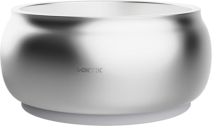 COKTIK Dog Bowl, Insulated Stainless Steel Food Bowls for Dogs & Cats, Non-Slip Dog Bowls Water Bowl Large Breed, Easy to Clean, Durable and Dishwasher Safe (128oz/1Gallon, Silver)