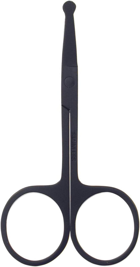 3.5-Inch Stainless Steel Dog Pet Round-Tip Sharp Tip Home Grooming Scissors for Nose Hair,Ear Hair,Face Hair,Paw Hair Multicolor (Black Round Tip)