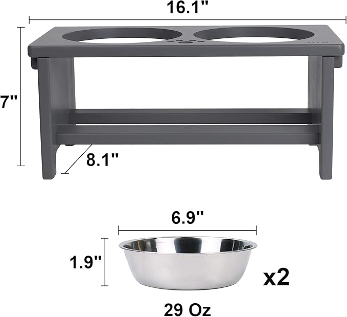 HTB Elevated Dog Bowls,Raised Dog Bowl Stand with 2 Stainless Steel Bowls,Elevated Raised Dog Bowls for Large Medium Small Sized Dogs