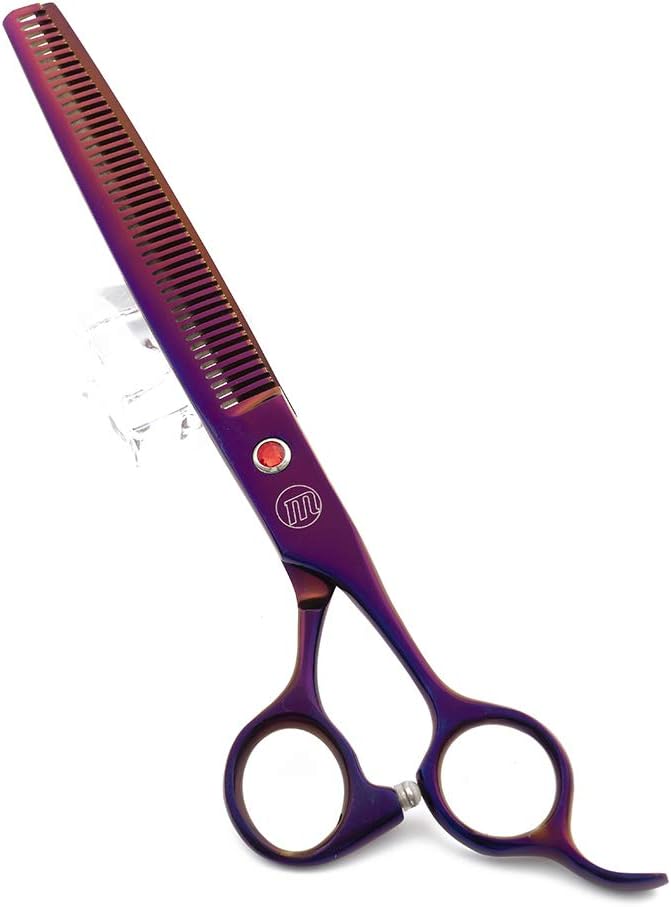 Moontay Professional 8.0" Dog Grooming Scissors Set, 4-pieces Straight, Upward Curved, Downward Curved, Thinning/Blending Shears for Dog, Cat and Pets, JP Stainless Steel, Purple