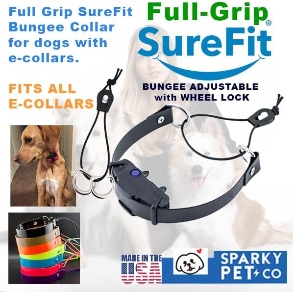 Sparky Pet Co - Surefit ECollar Replacement Strap -Bungee Dog Collar Waterproof -Adjustable Secure Nexus Wheel Lock for Electronic Training & Invisible Fence Systems -3/4" (Reflective Pink)