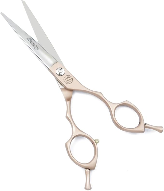 Moontay 6.5" Professional Pet Grooming Scissors Set, 3-pieces Dog Cat Grooming Straight & Curved & Chunker Shears/Scissors with 1 Grooming Comb, 440C Japanese Stainless Steel Grooming Scissor, Gold