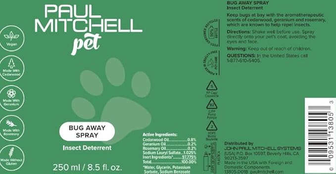 Bug Away Spray, Insect Deterrent for Dogs, 8.5 fl. Oz