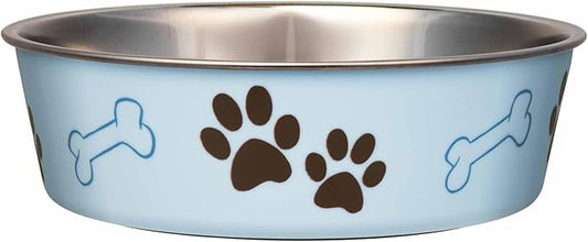 Loving Pets Bella Dog Bowls- Stainless Steel Dog & Cat Bowls - Spill Proof Dog Food Bowl, Cat Bowl, Puppy Essentials & Pet Supplies Great for Home & Travel (Medium 20-25 lbs, Murano Blue)