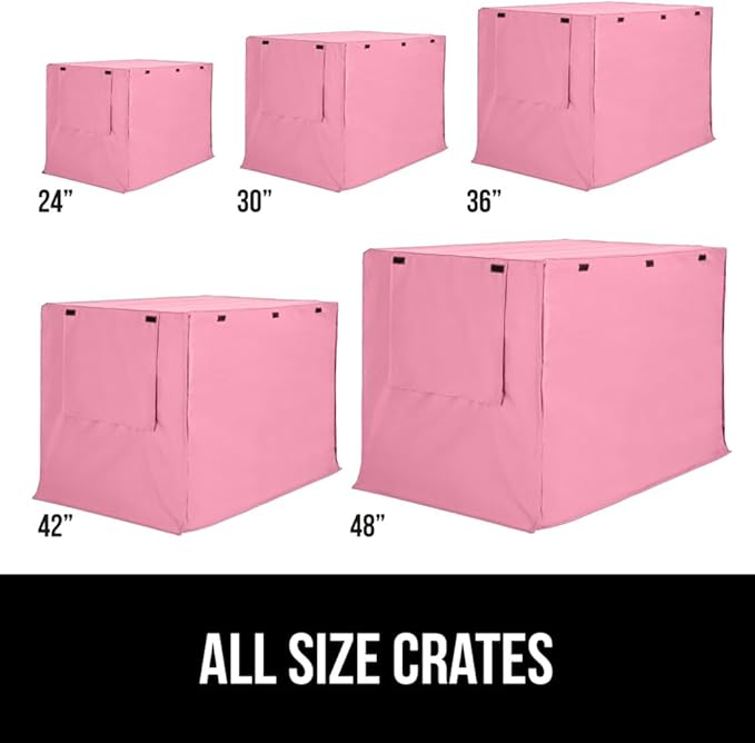 GORILLA GRIP Dog Crate Covers Compatible with Amazon Basics Dog Crates, All Sides Open, Privacy Cover Fits 24" Wire Kennel, Breathable Mesh Windows, Light Reducing Puppy Training Cage Topper, Pink