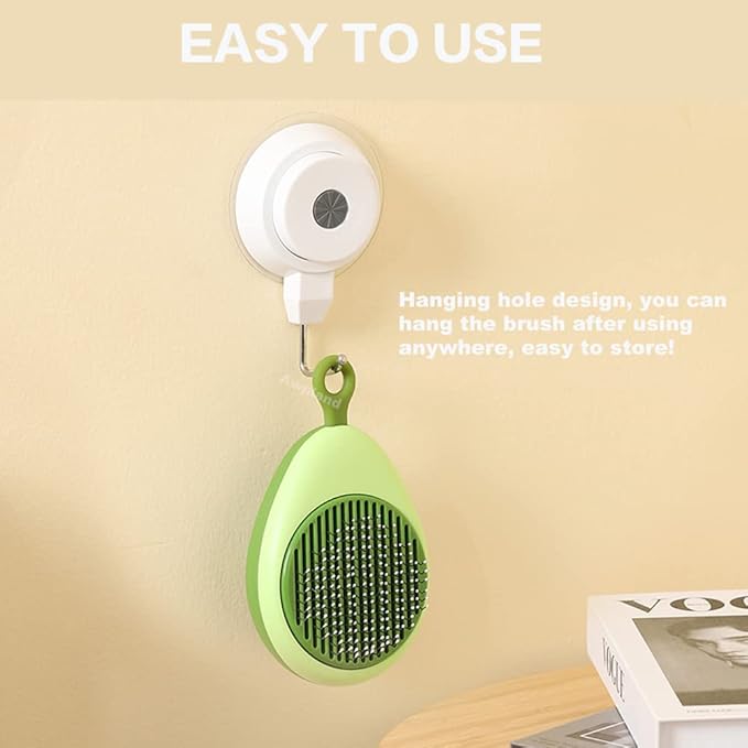 Cat Brush with Release Button, Portable Avocado Dog Brush for Shedding Massaging Grooming Dogs Cats Rabbits, Small Self-Cleaning Dog & Cat Slicker Brush for Pets with All Hair Types