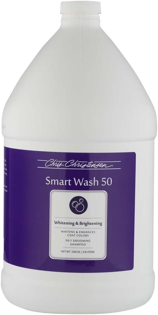 Chris Christensen SmartWash50 Whitening & Brightening Ultra Concentrated Dog Shampoo, Makes up to 50 Bottles, Groom Like a Professional, Lavender Fragrance, Made in USA, 1 gal