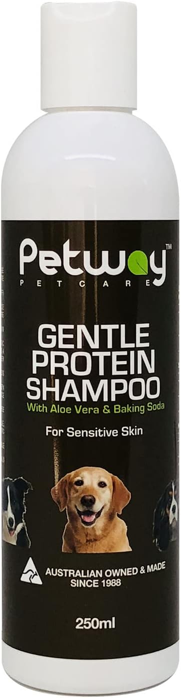 Petcare Dog Shampoo for Pets with Sensitive Skin, Gentle Protein Pet Shampoo with Baking Soda and Aloe Vera, Gluten Free, Eliminates Pet Odor, Dandruff, 250ml