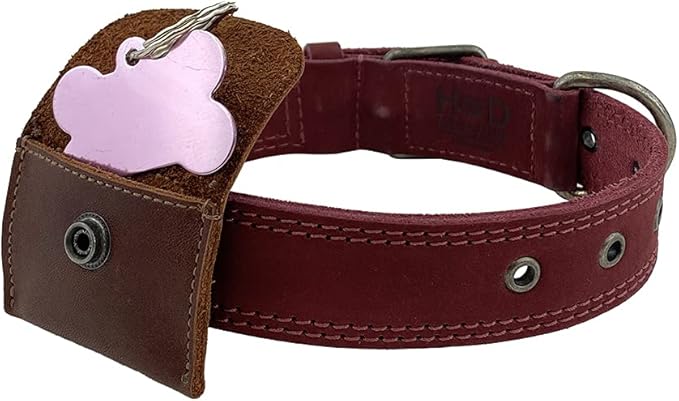 Taco Dog, Dog Tag Silencer Handmade from 100% Full Grain Leather - Durable Pouch with Button Snap Closure That Attaches to Collar - Store Pet ID Tags for Zero Noise, Great for Hunting - Bourbon Brown