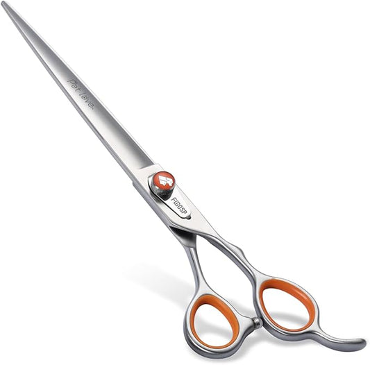 7'' Straight Dog Grooming Scissors Professional Grooming Shears for Dogs Cat Pet Japan 440C Stainless Steel Dog Cutting Scissors for Grooming Right Handed